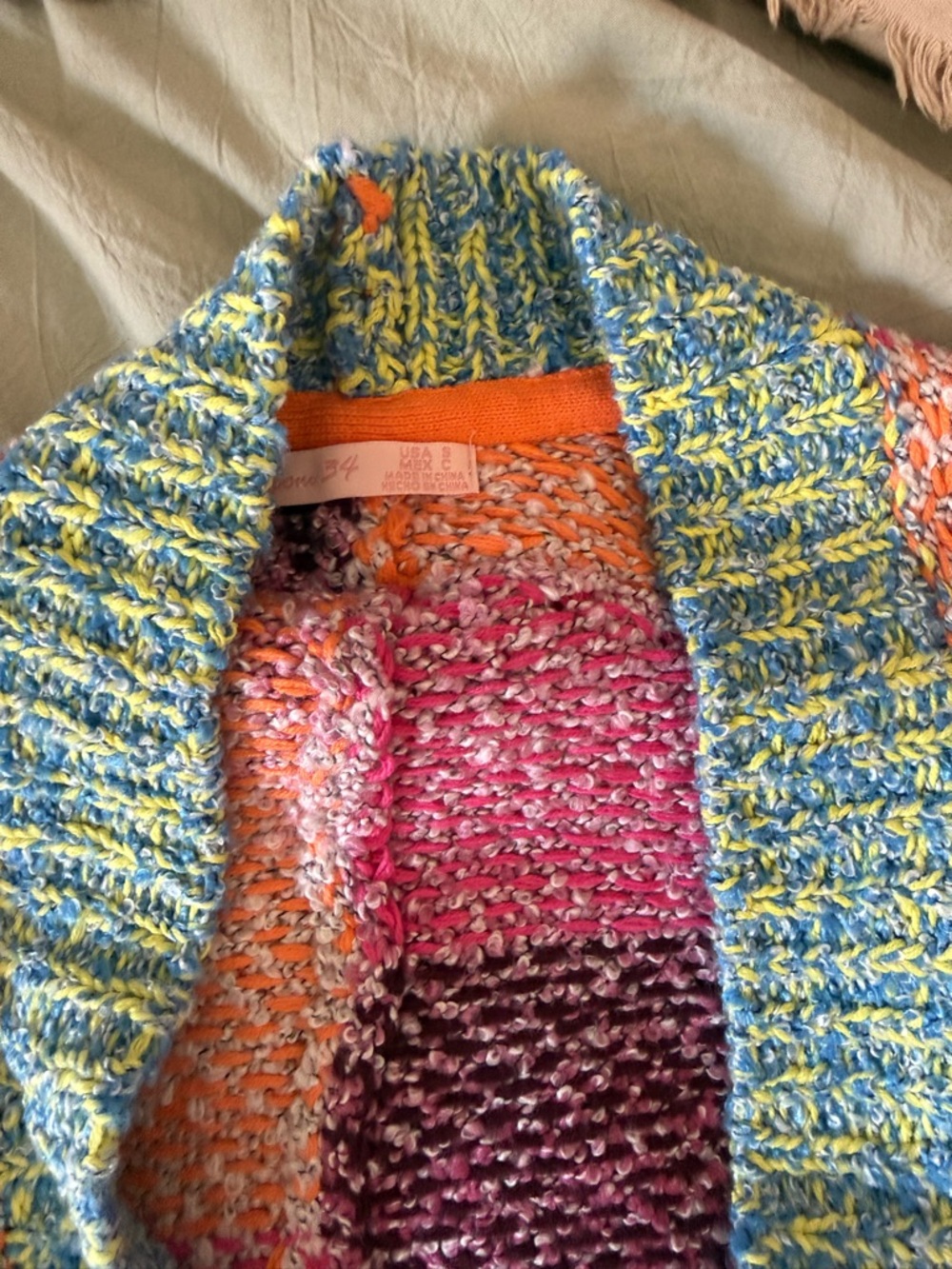 Colorblock Multicolor Open-Front Women's Sweater Cardigan - Picture 2 of 4